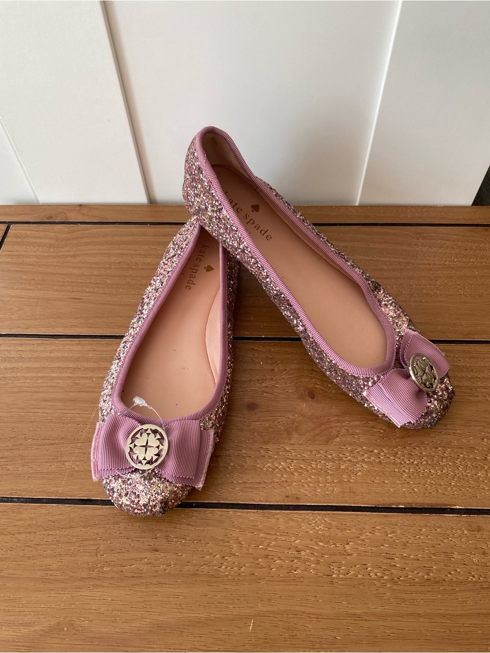 Kate Spade New York Pink Glitter Bow Ballet Flats Women’s Size 6